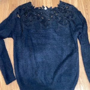 Black lace top detail sweater